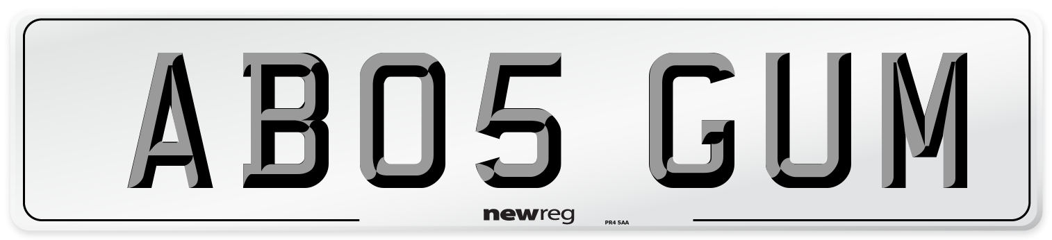 AB05 GUM Number Plate from New Reg